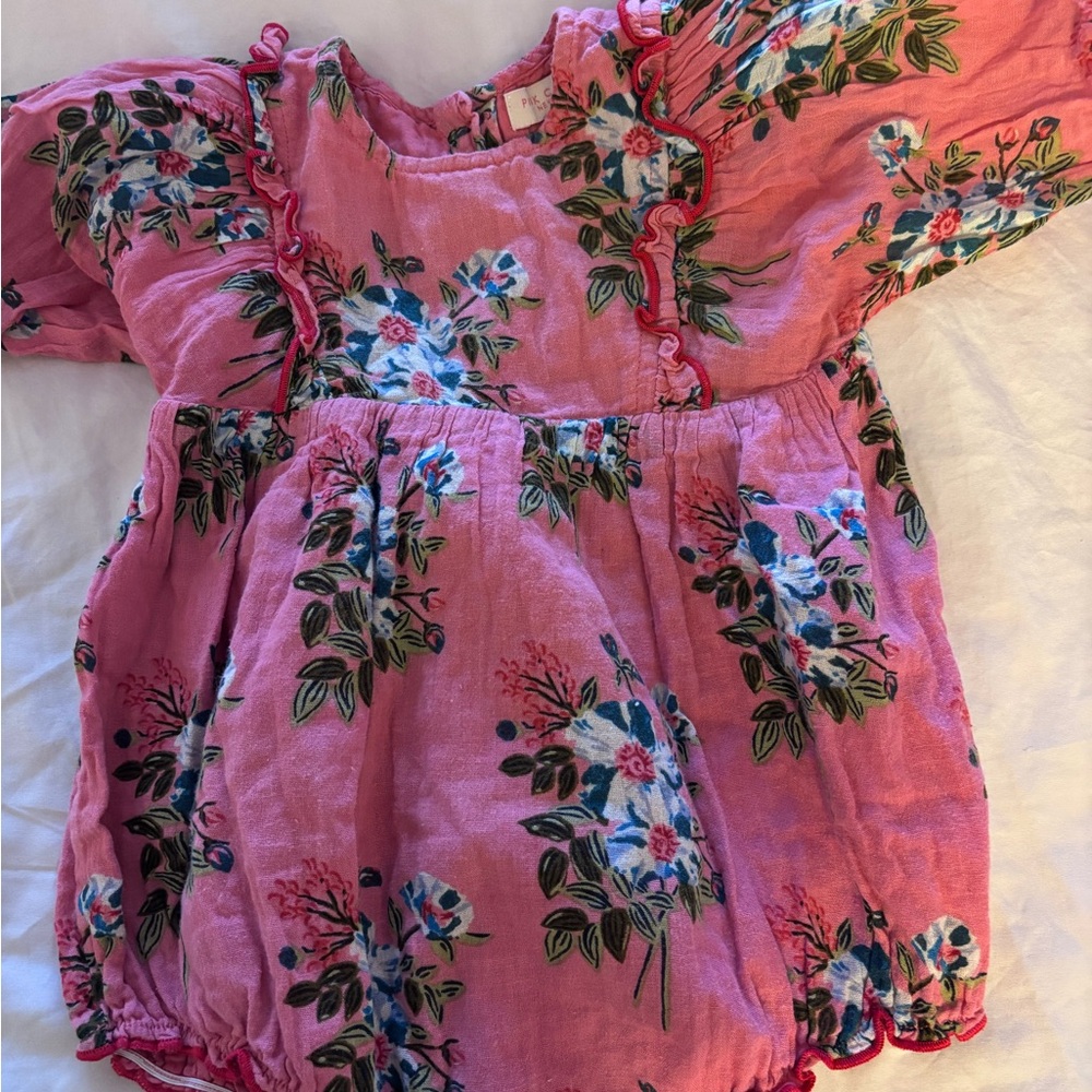 Pink Chicken Pink and Blue Floral Onesie Top Dress Juliet